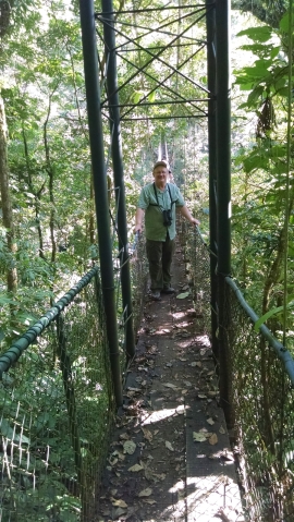 Dar enjoying some birding near the canopy level on one of the suspension bridges - Costa Rica 3-21-2015