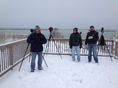 From left to right: Stuart, Mike, and myself birding the Lake Michigan shoreline.